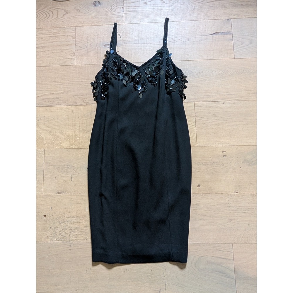 d'ore Della Roufogali Black Cocktail Dress Sequin Embellished Party Dress Size10